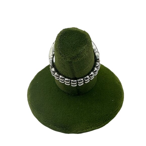 Stunning Silver-Plated Ring With Large Blue Stone & Rhinestones Stretch Adj - Picture 4 of 5